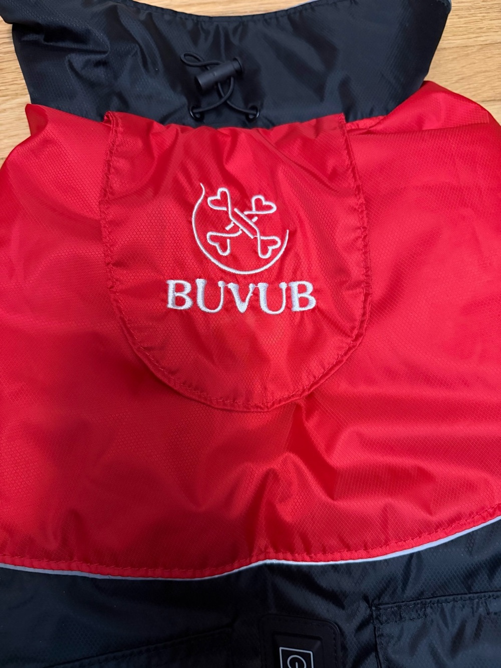 BUVUB Heated Dog Coat — USB Heated Winter Jacket, Red/Black, Adjustable Fi